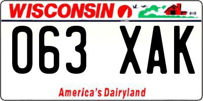 WI license plate 063XAK