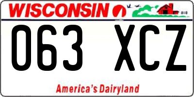 WI license plate 063XCZ