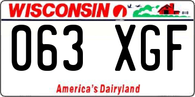 WI license plate 063XGF