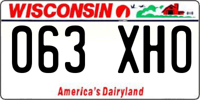 WI license plate 063XHO