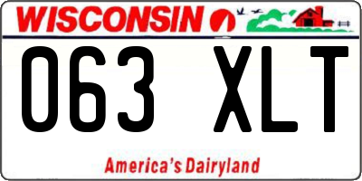 WI license plate 063XLT