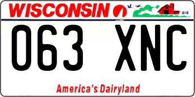 WI license plate 063XNC