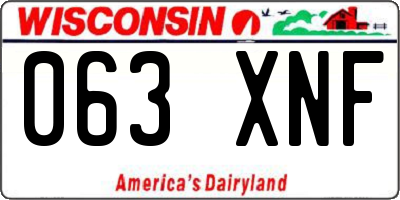 WI license plate 063XNF