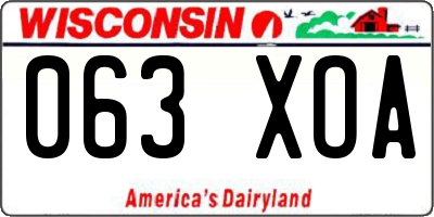 WI license plate 063XOA