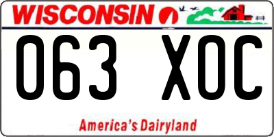 WI license plate 063XOC