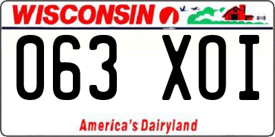 WI license plate 063XOI
