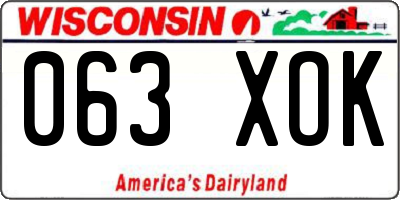 WI license plate 063XOK