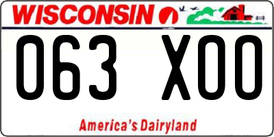 WI license plate 063XOO