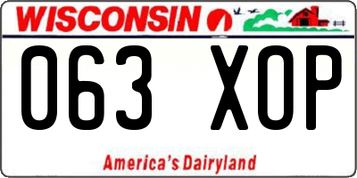 WI license plate 063XOP