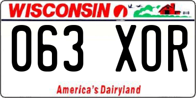 WI license plate 063XOR