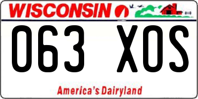 WI license plate 063XOS