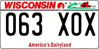 WI license plate 063XOX