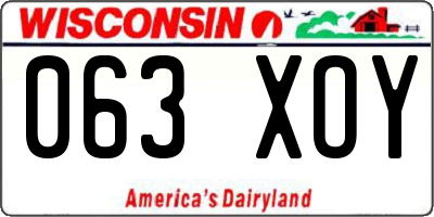 WI license plate 063XOY
