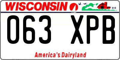 WI license plate 063XPB