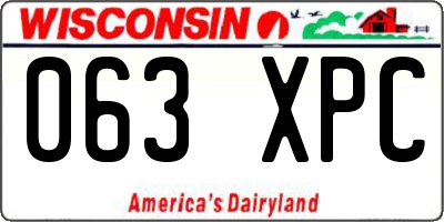 WI license plate 063XPC
