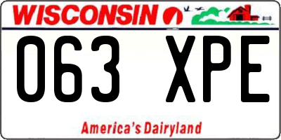 WI license plate 063XPE