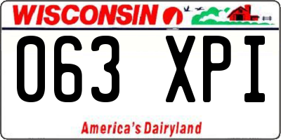 WI license plate 063XPI