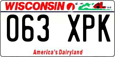 WI license plate 063XPK