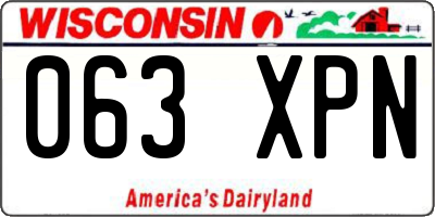 WI license plate 063XPN