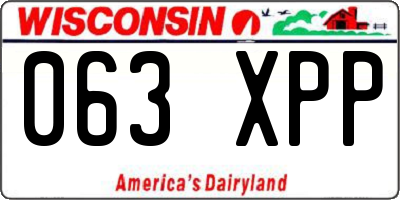WI license plate 063XPP