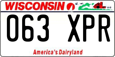 WI license plate 063XPR
