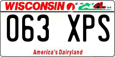 WI license plate 063XPS