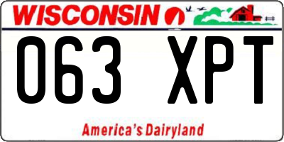 WI license plate 063XPT