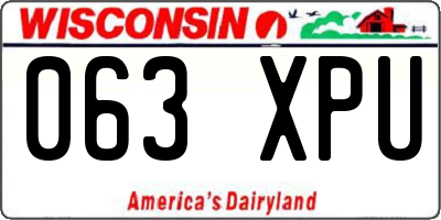 WI license plate 063XPU