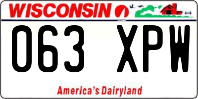 WI license plate 063XPW