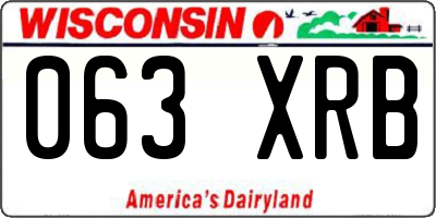 WI license plate 063XRB