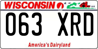 WI license plate 063XRD