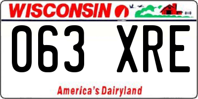 WI license plate 063XRE