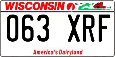 WI license plate 063XRF