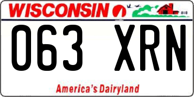 WI license plate 063XRN