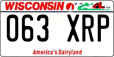 WI license plate 063XRP