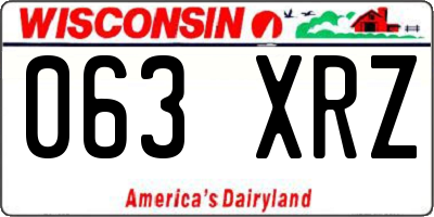 WI license plate 063XRZ