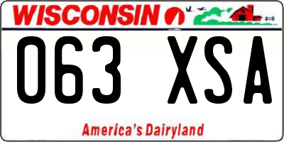 WI license plate 063XSA