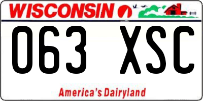 WI license plate 063XSC