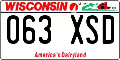 WI license plate 063XSD