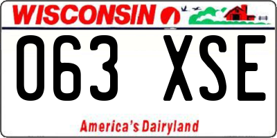 WI license plate 063XSE