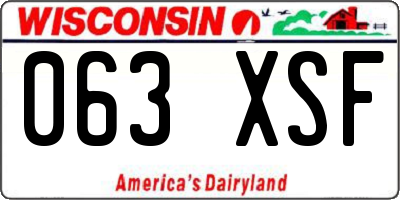 WI license plate 063XSF