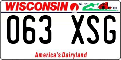 WI license plate 063XSG