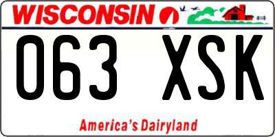 WI license plate 063XSK
