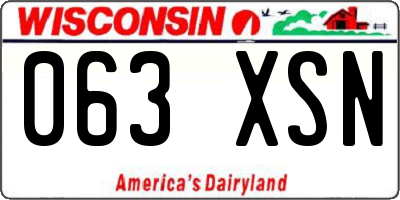 WI license plate 063XSN