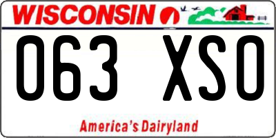 WI license plate 063XSO