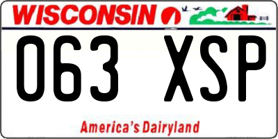 WI license plate 063XSP