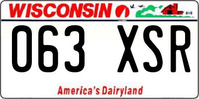 WI license plate 063XSR