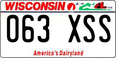 WI license plate 063XSS