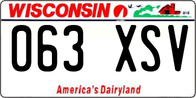 WI license plate 063XSV