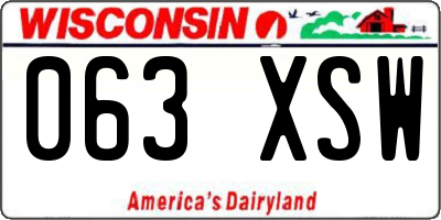 WI license plate 063XSW